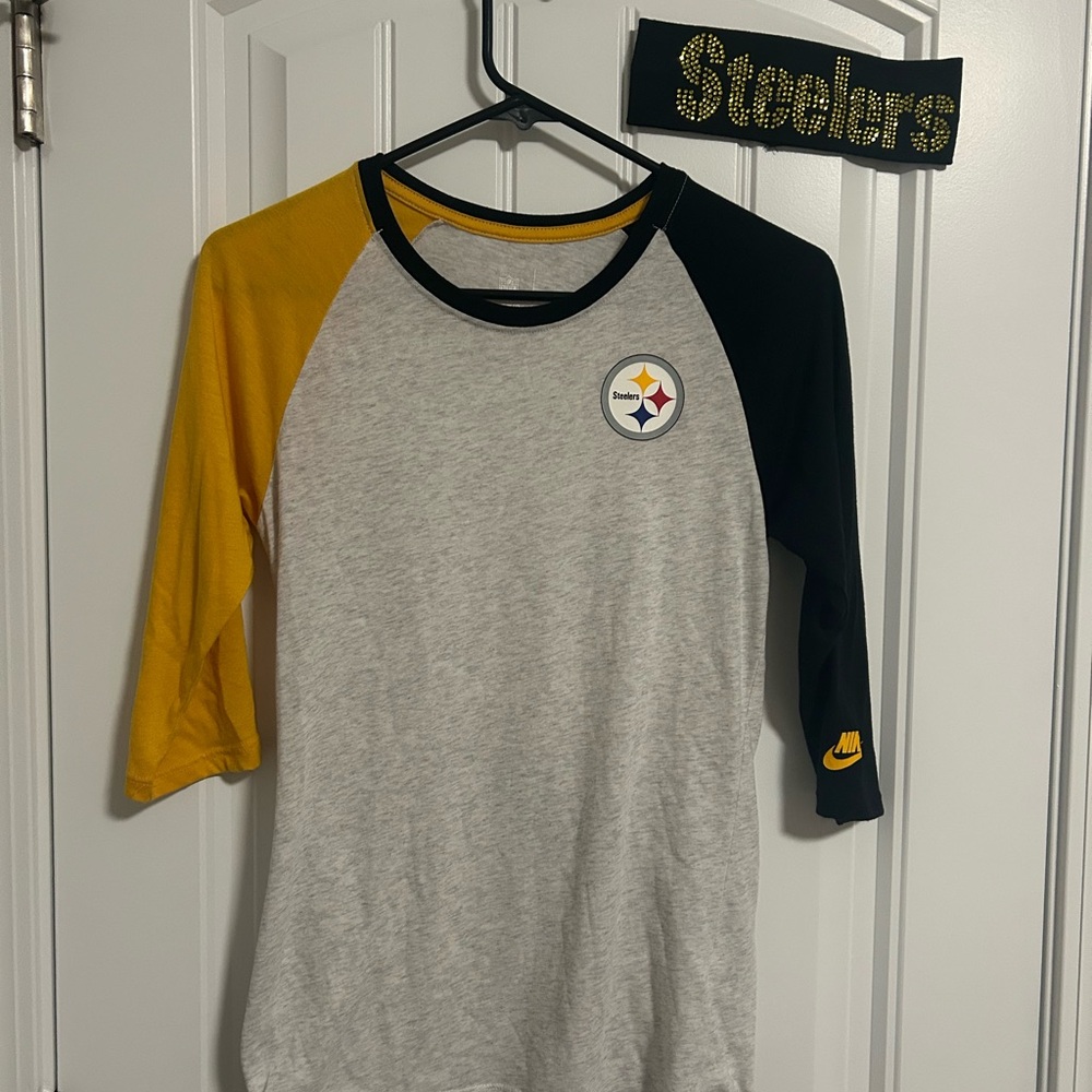 NIKE🏈Steelers  Shirt*New W/O Tags*Small & Blinged Headband included
